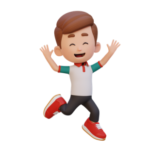 a boy with his hands up in the air