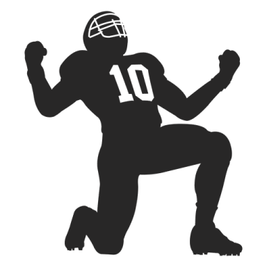 a silhouette of a football player in black and white