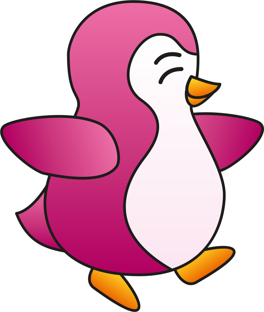a pink penguin with an orange beak