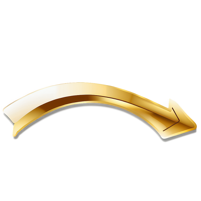 a gold curved arrow on a white background