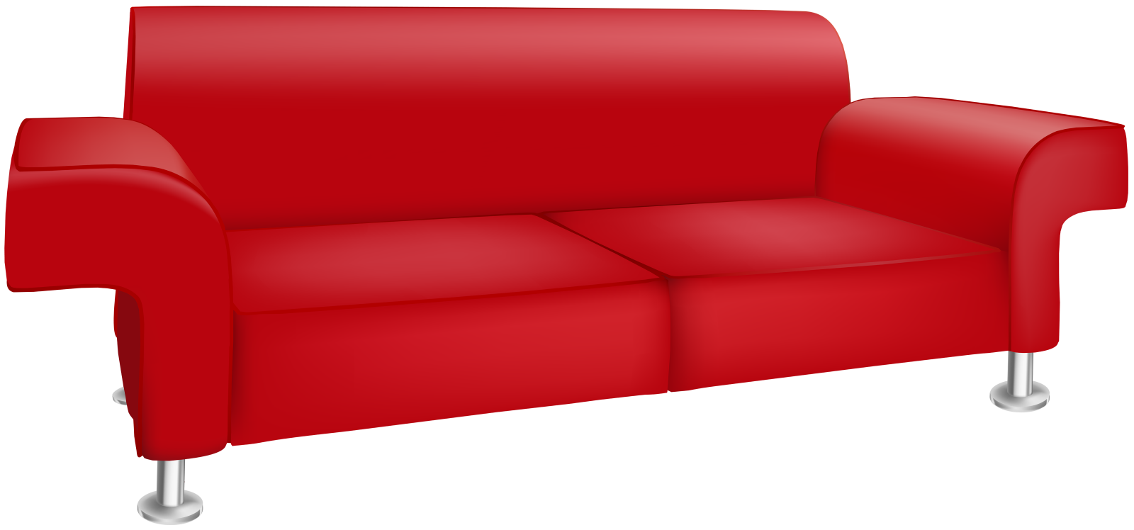 a red couch on a white background