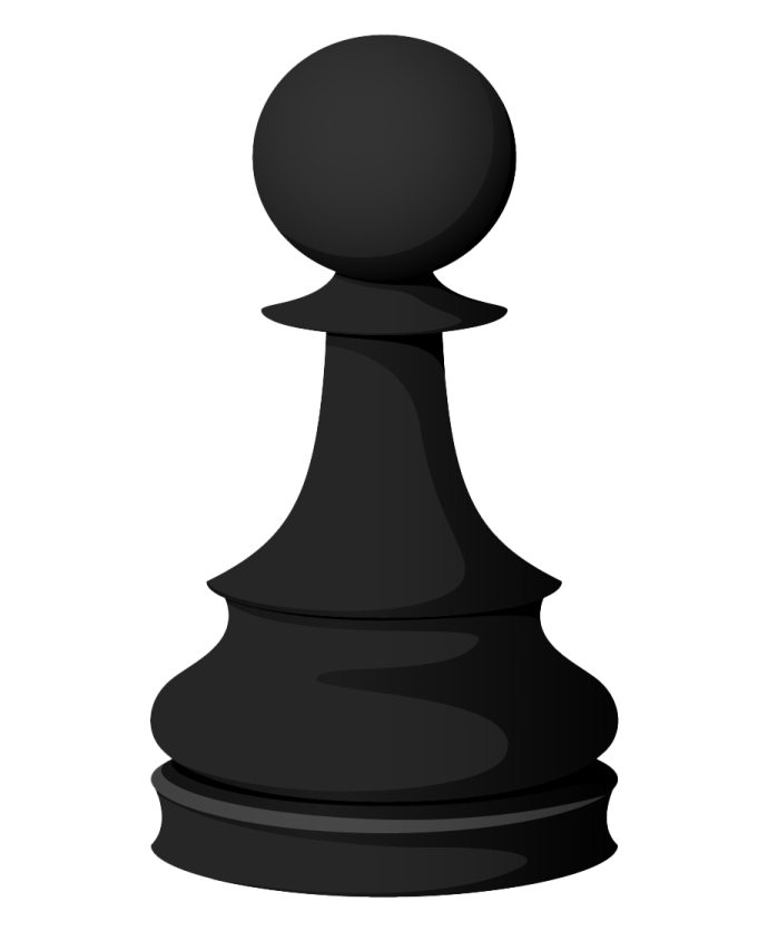 a black pawn on a white background