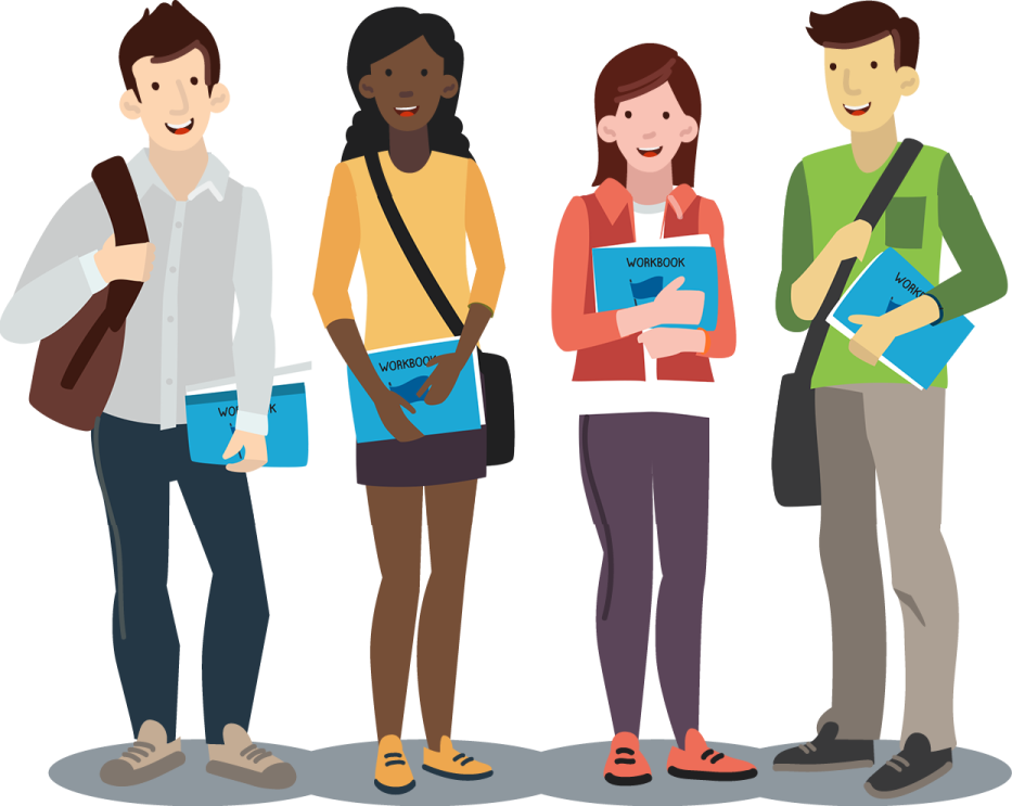 a group of people standing in a line