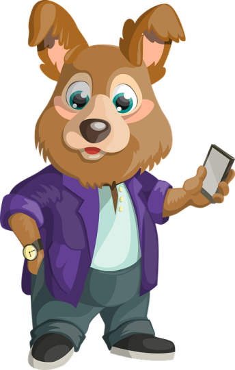 a cartoon bear holding a cell phone