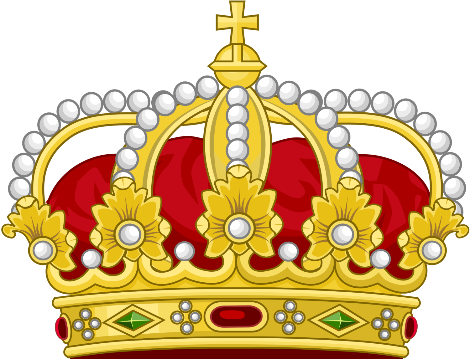 a gold crown with pearls on it