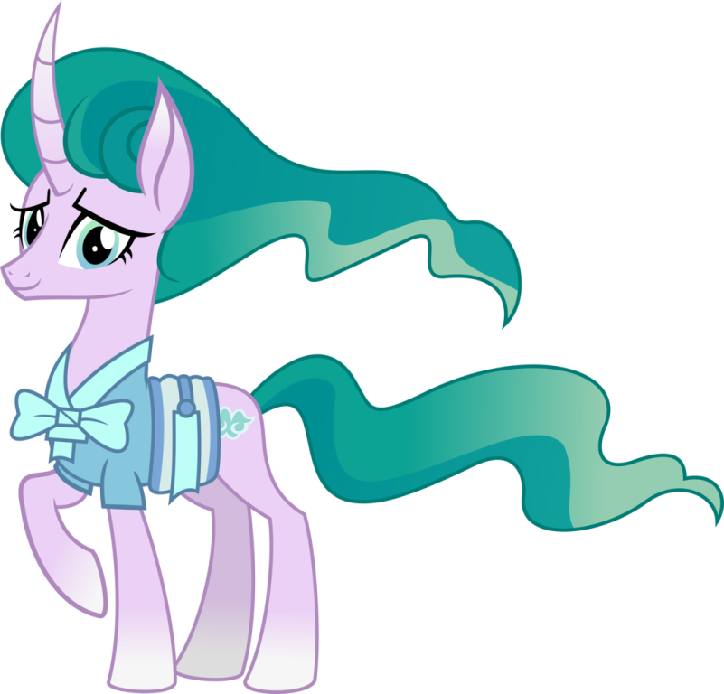a pinkie pony with green hair and blue eyes