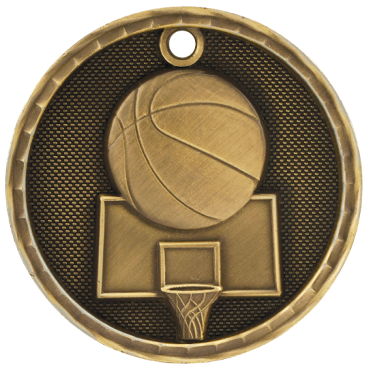 a gold medal with a basketball ball on it