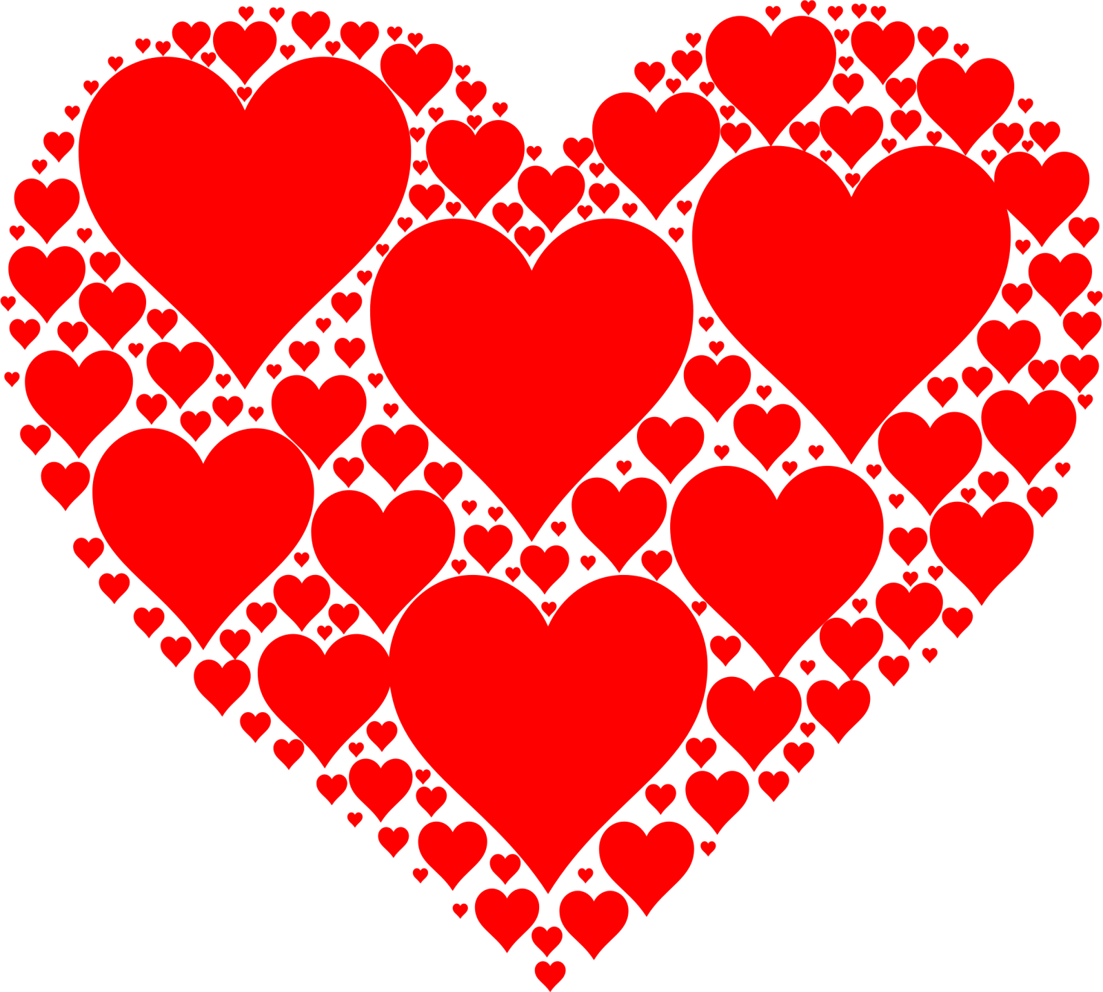 a heart made up of red hearts