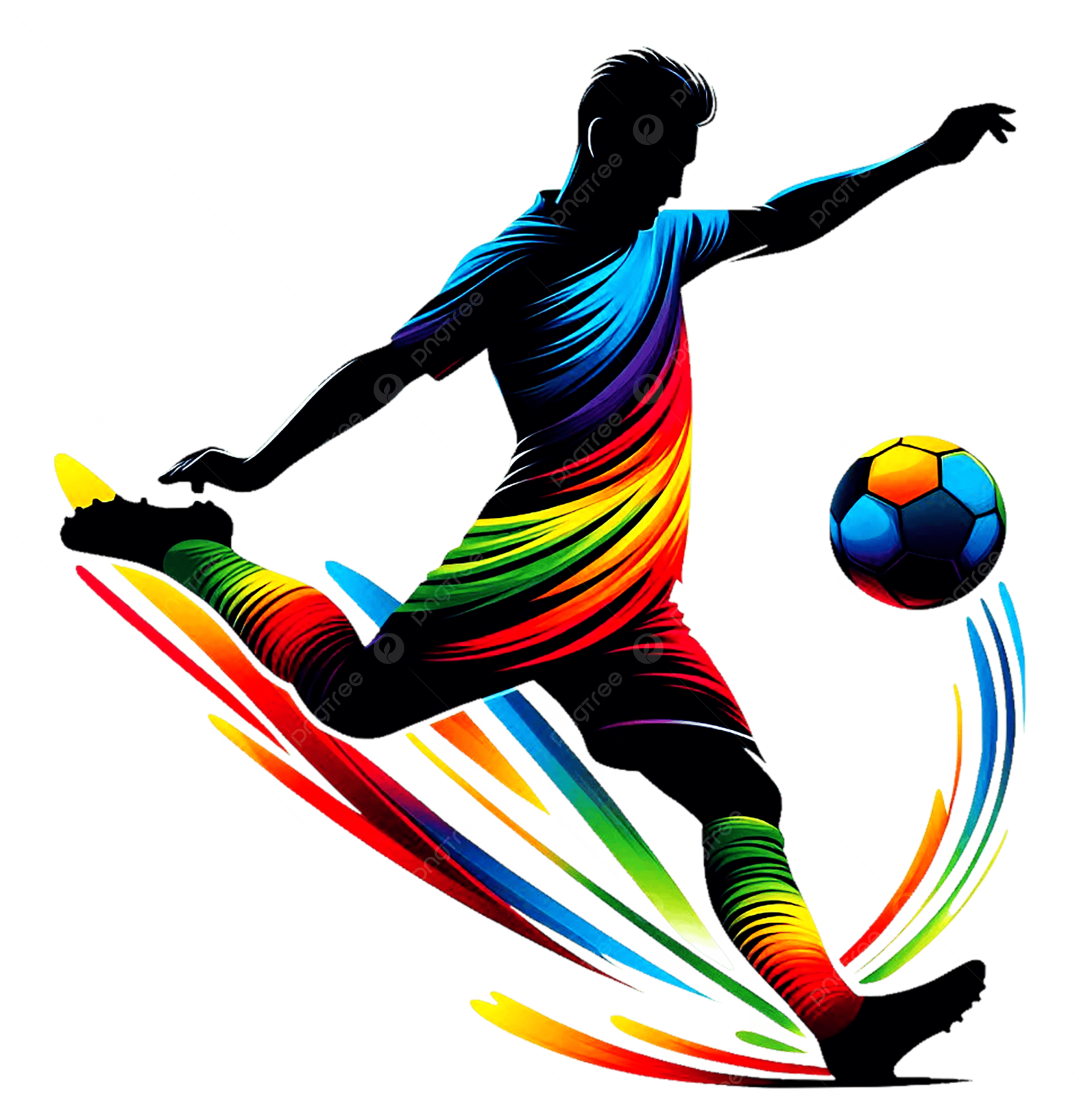 a soccer player kicking with the ball
