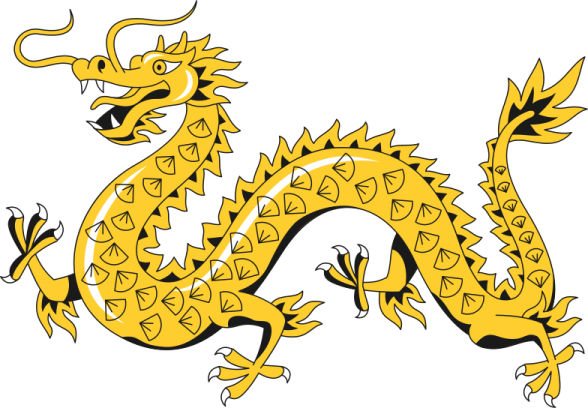 a yellow dragon on a white background