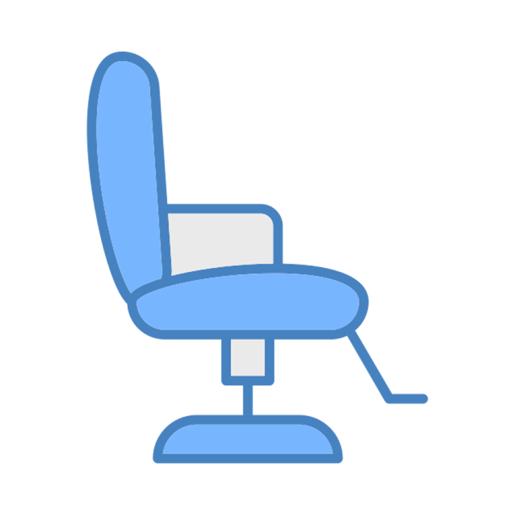 a blue office chair