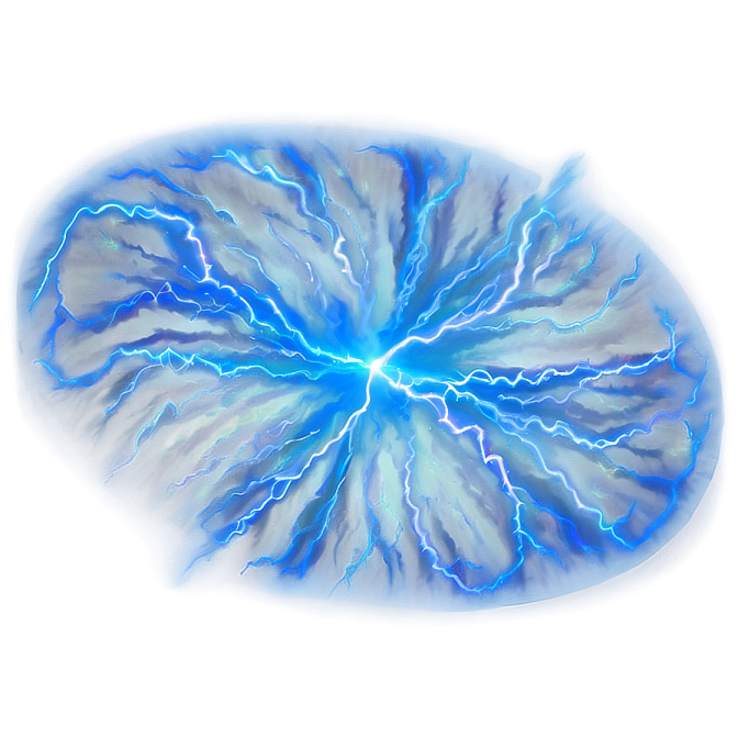 a blue and white lightning in the center of a circle
