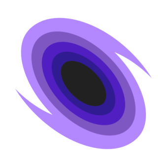 a purple eye with a black pupil