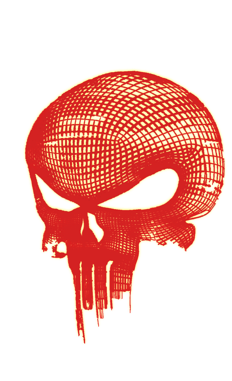a drawing of a skull on a white background