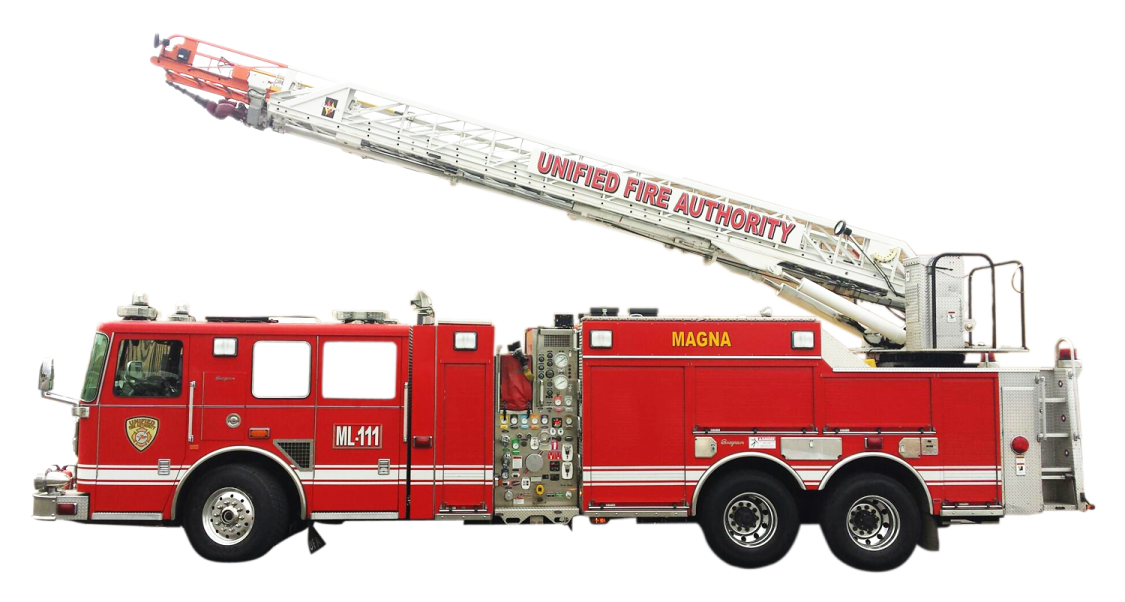 a red fire truck with a ladder and ladder