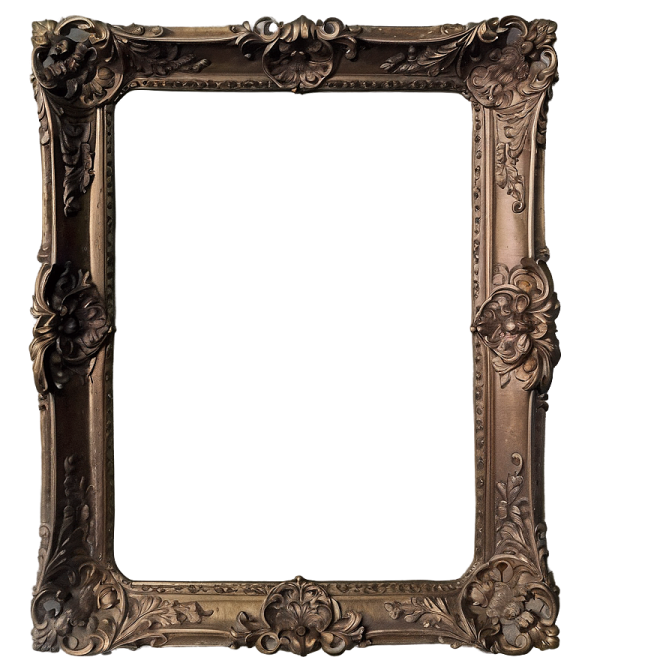 an ornate gold frame on a white background