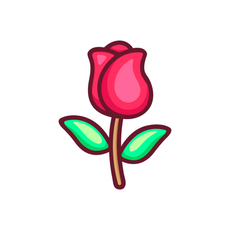 a red rose with green leaves on it