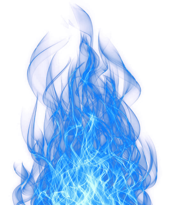 blue fire on white background photo