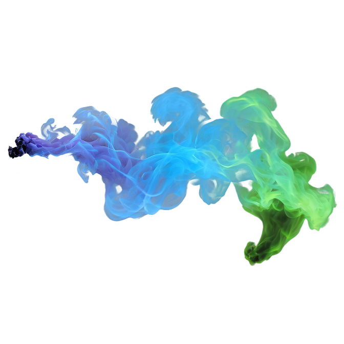 blue and green smoke on a white background