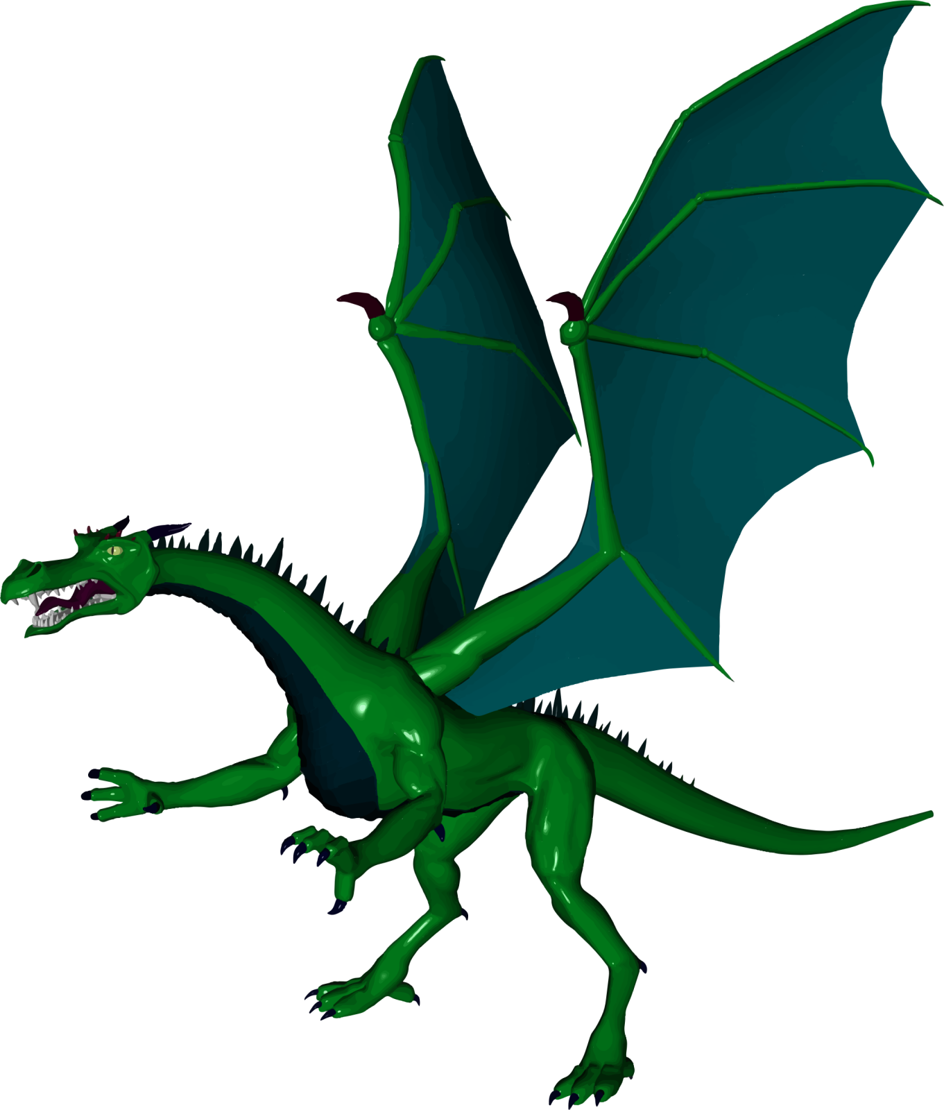 a green dragon flying with its wings spread