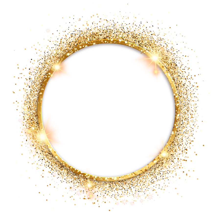 a gold glitter circle frame on a white background