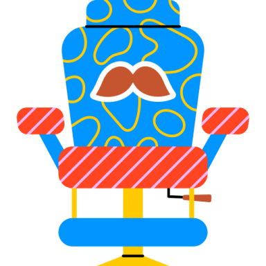 an office chair with a mustache on it