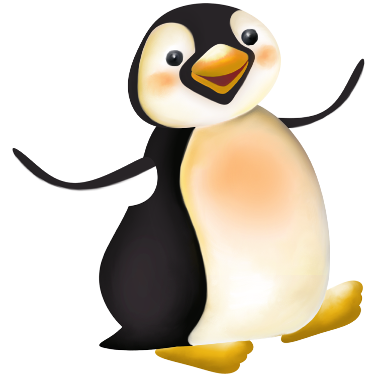 a cartoon penguin sitting on the ground