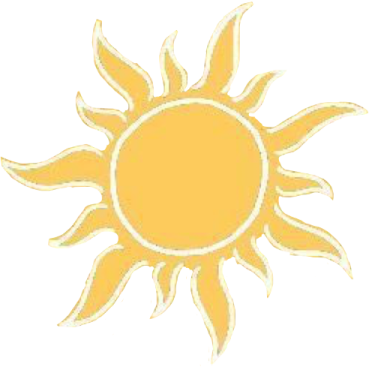 a yellow sun on white background