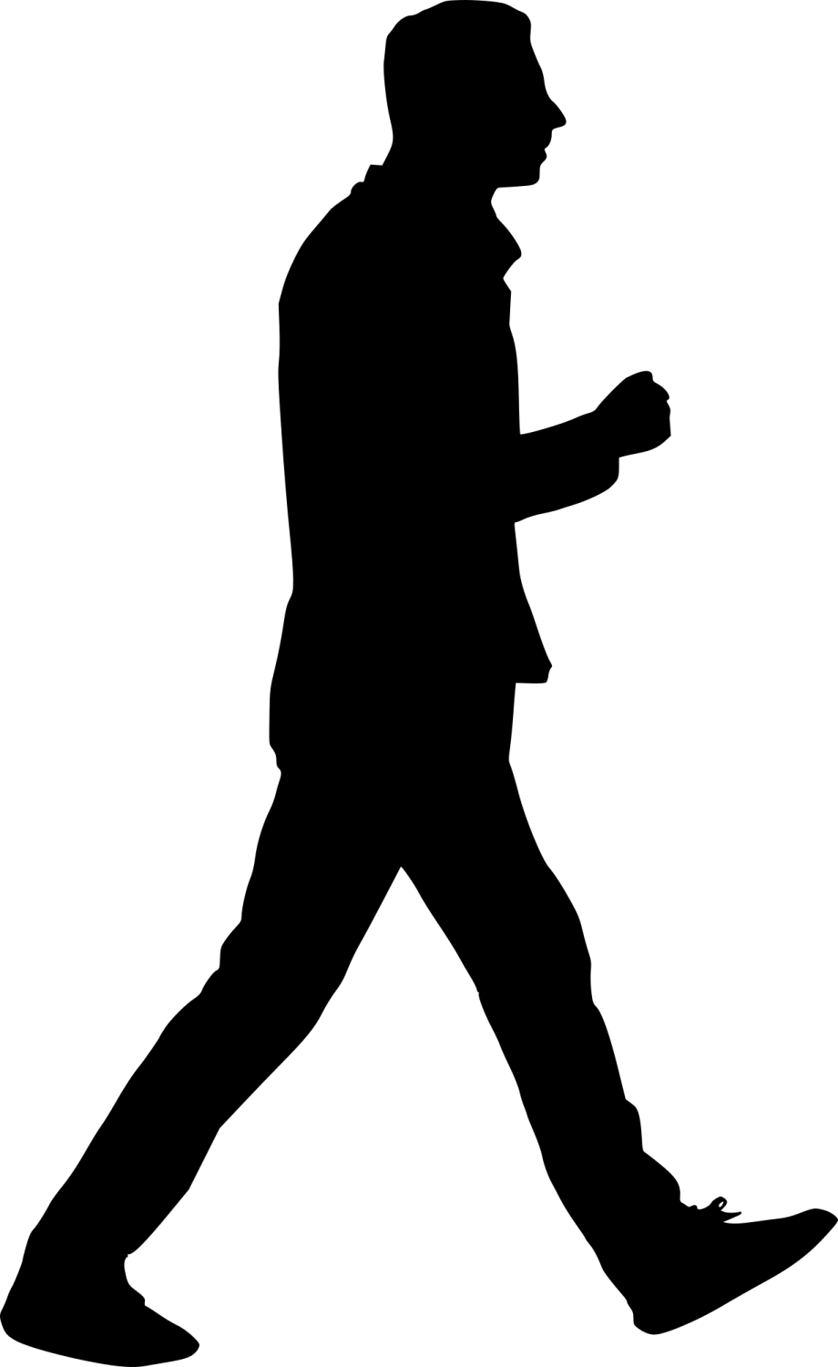 a silhouette of a man walking