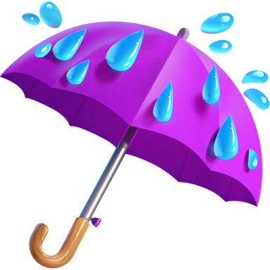 a purple umbrella with blue rain drops