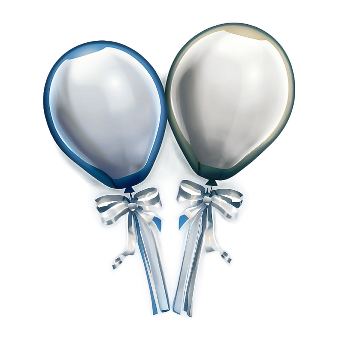 two balloons with a ribbon tied around them