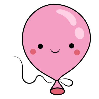 a pink balloon with a smiling face
