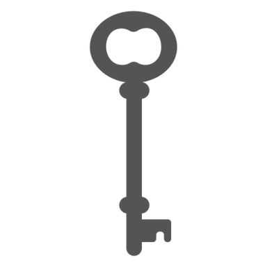 a black and white icon of a key