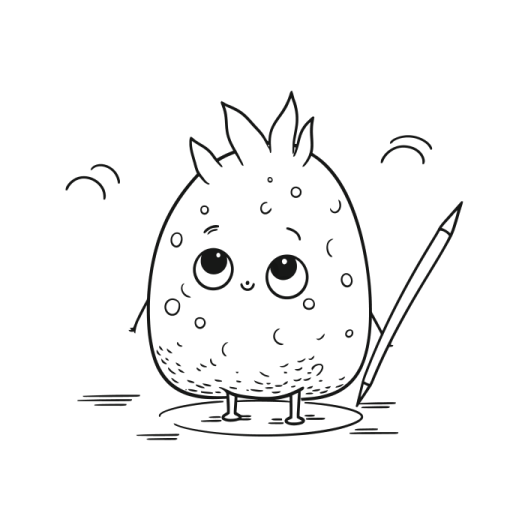 a black and white drawing of a bird with a pencil