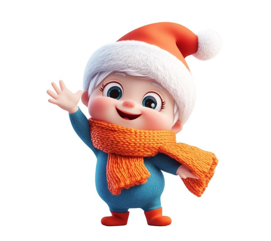 a little boy wearing a santa hat and scarf