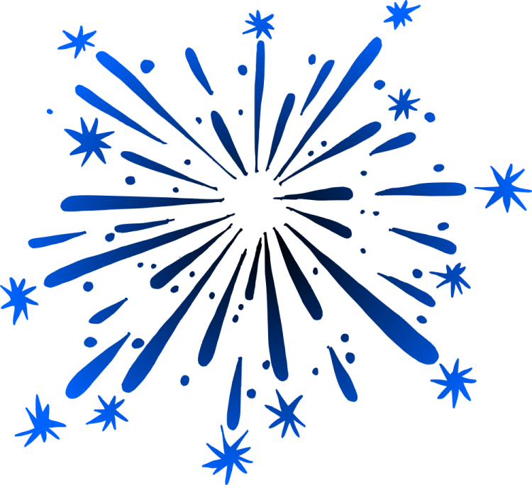 a blue and white star burst