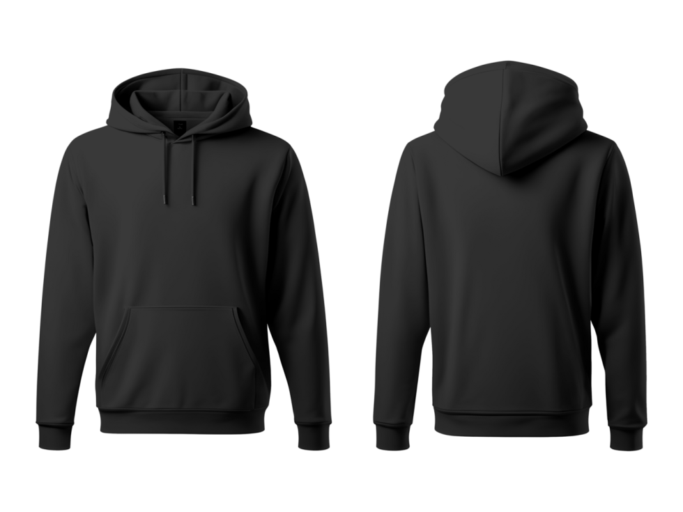 a black hoodie on a white background