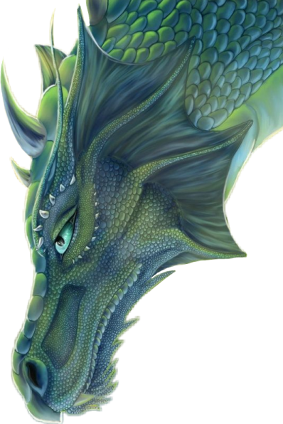 an illustration of a green dragon's head