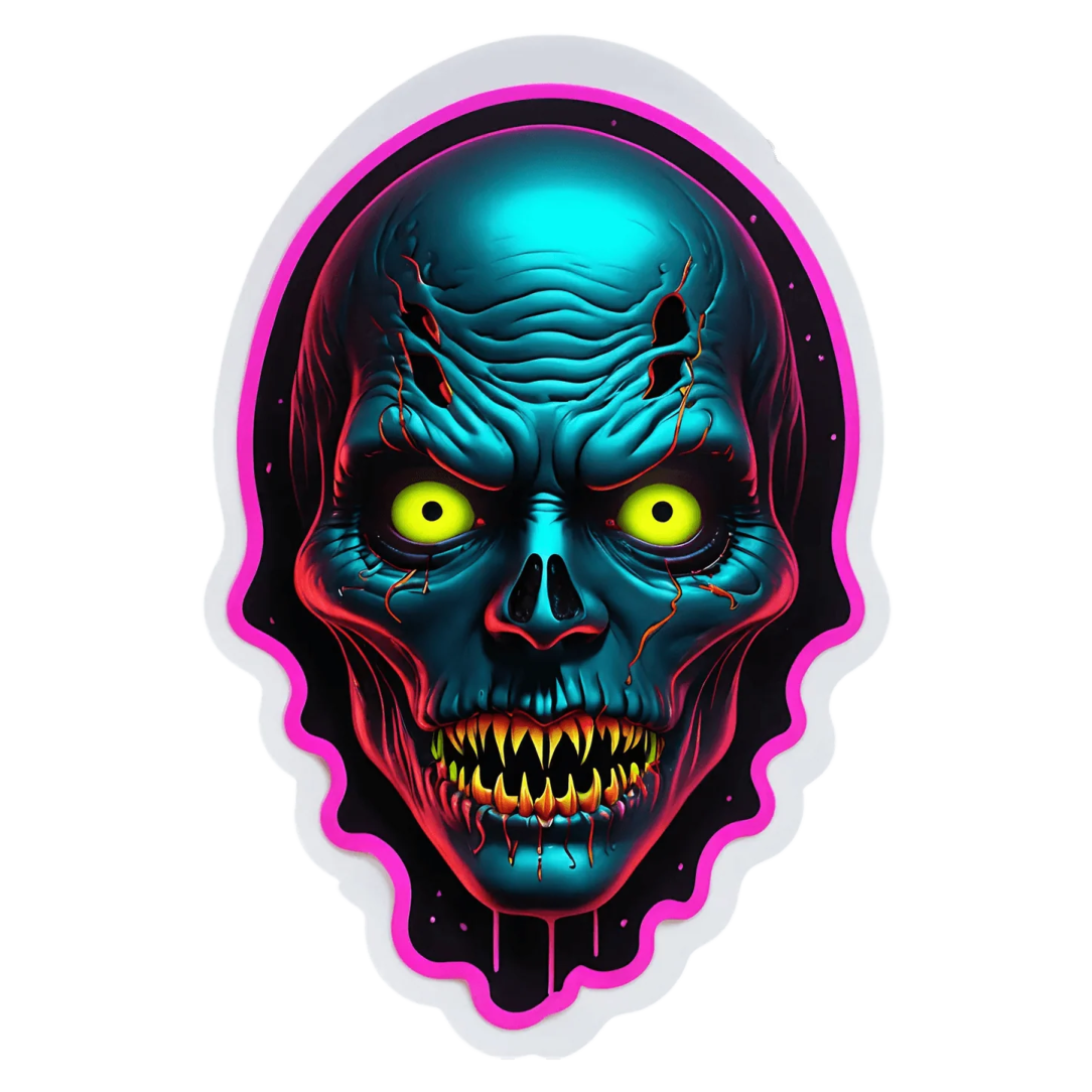 an illustration of a skull with glowing eyes