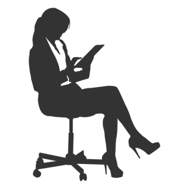 a silhouette of a woman sitting on a chair reading a book
