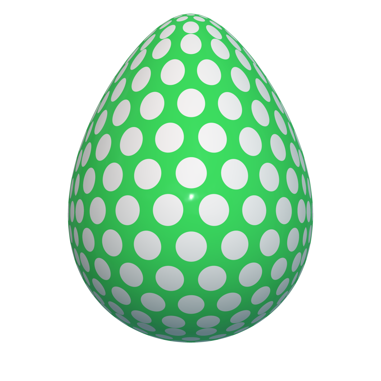 a green egg with white dots on it
