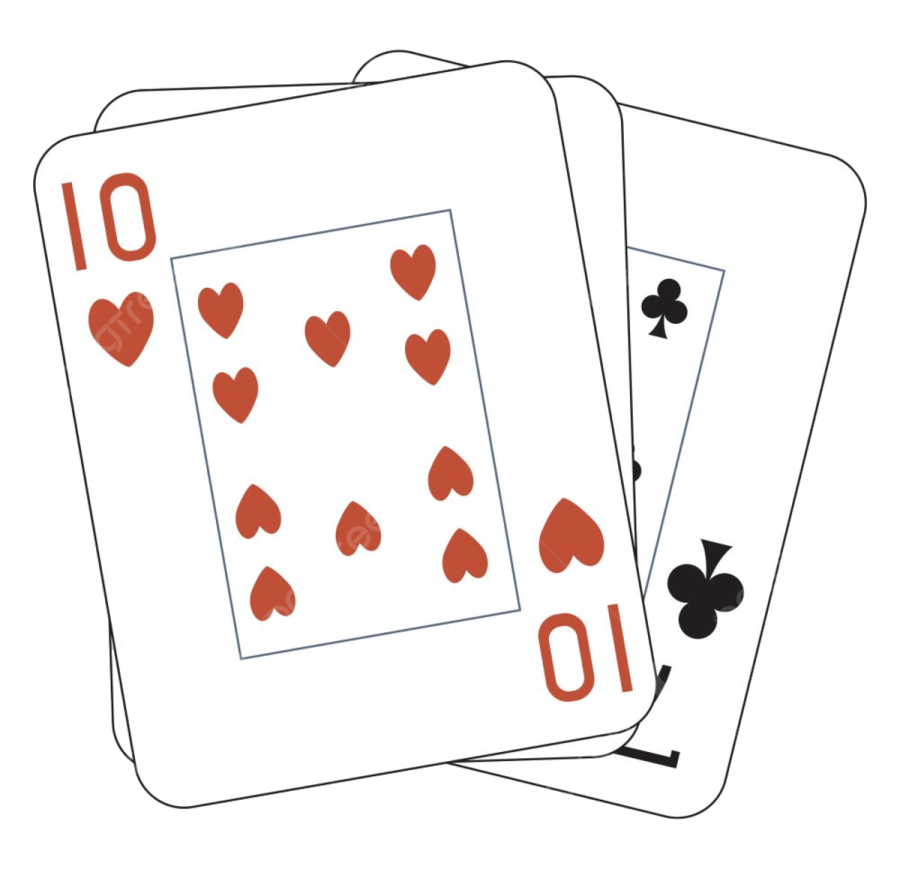 two playing cards with hearts on them