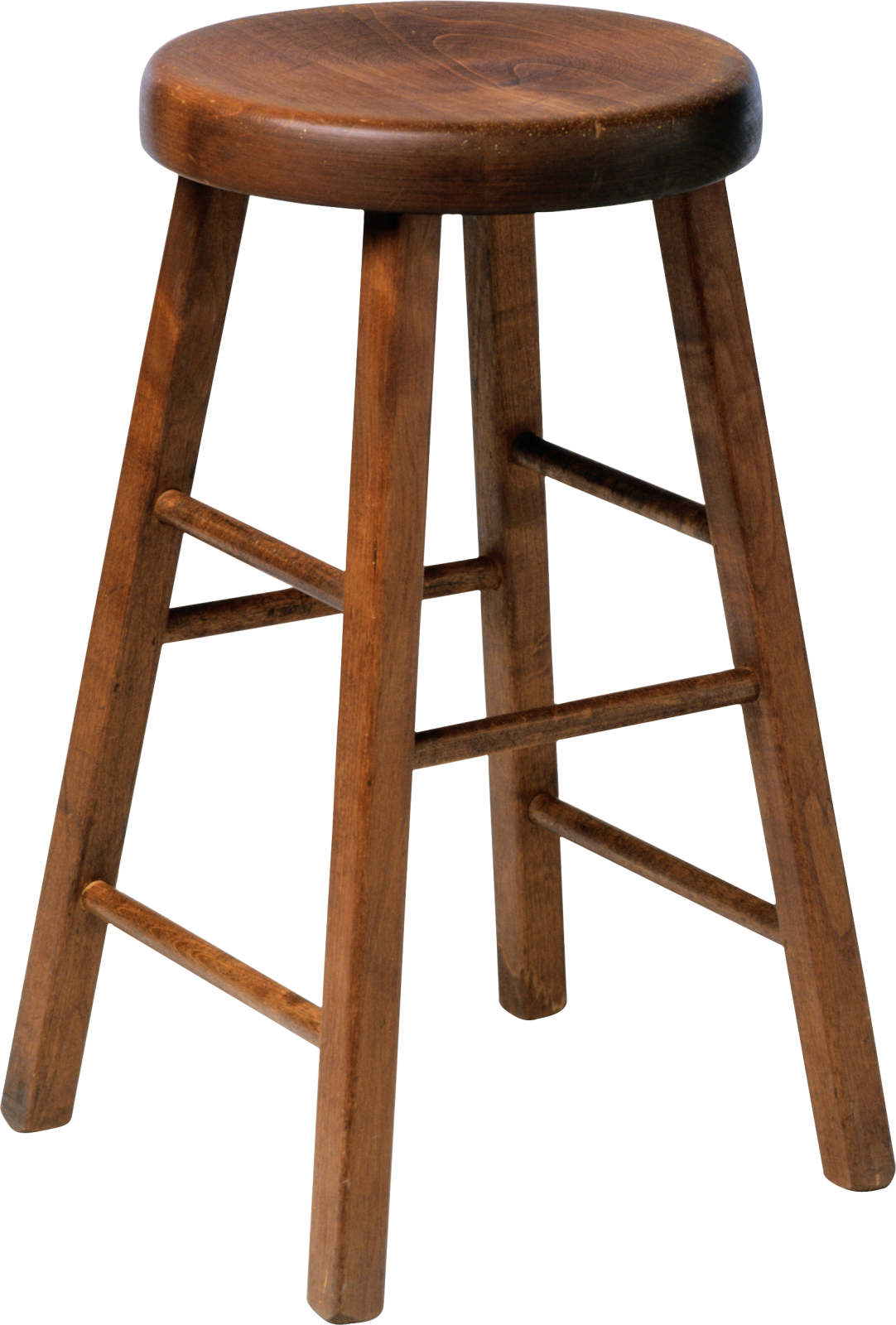 a wooden stool on a white background