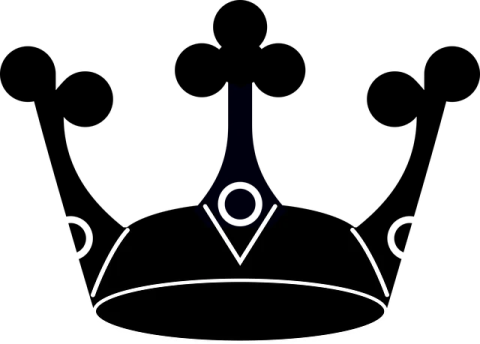 a black and white silhouette of a crown