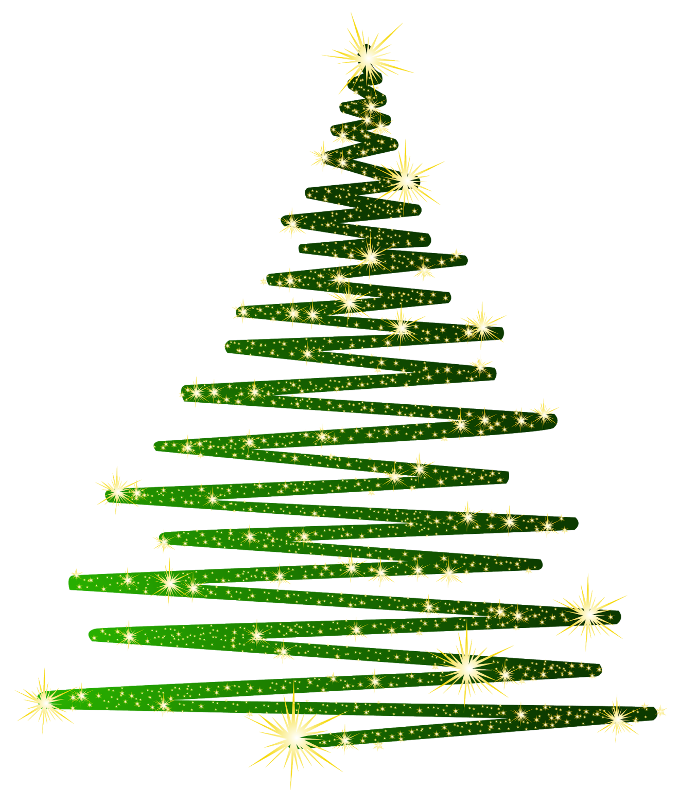 a green christmas tree with stars on it