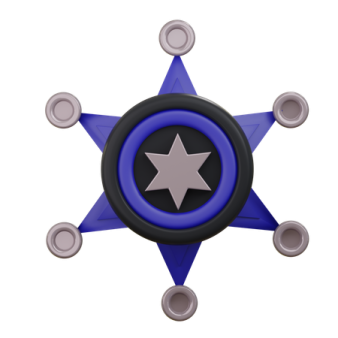 a blue and black star on a white background