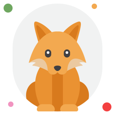 a cartoon fox sitting in front of a circle