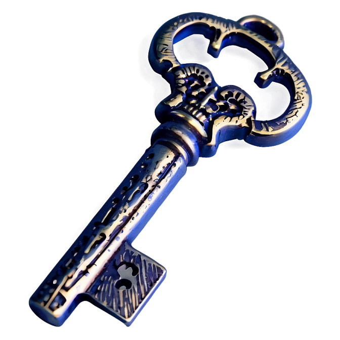 a metal skeleton key on a white background