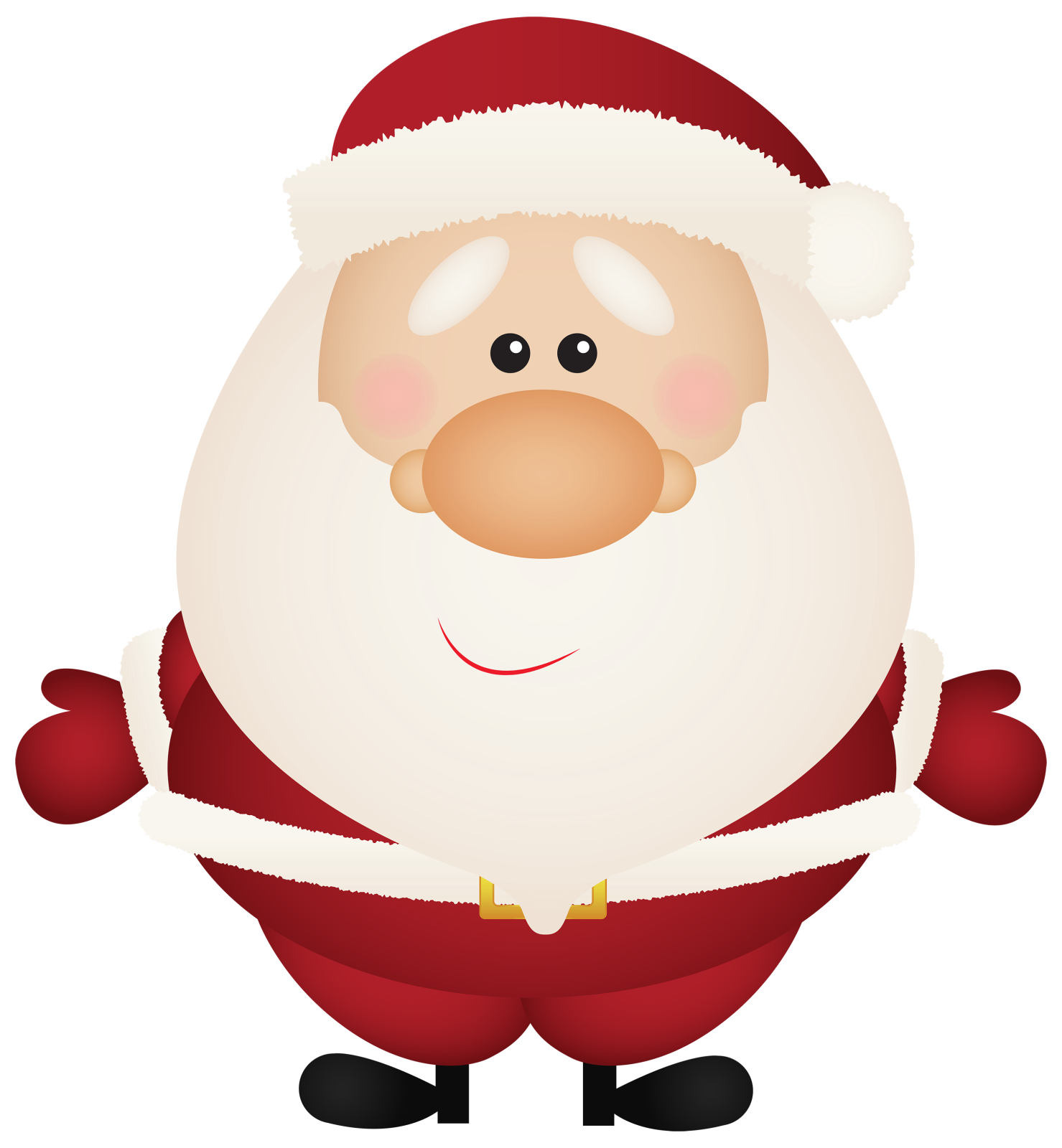a cartoon santa claus with his hands in the air