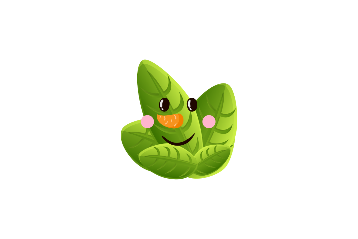a green leaf with a smiling face